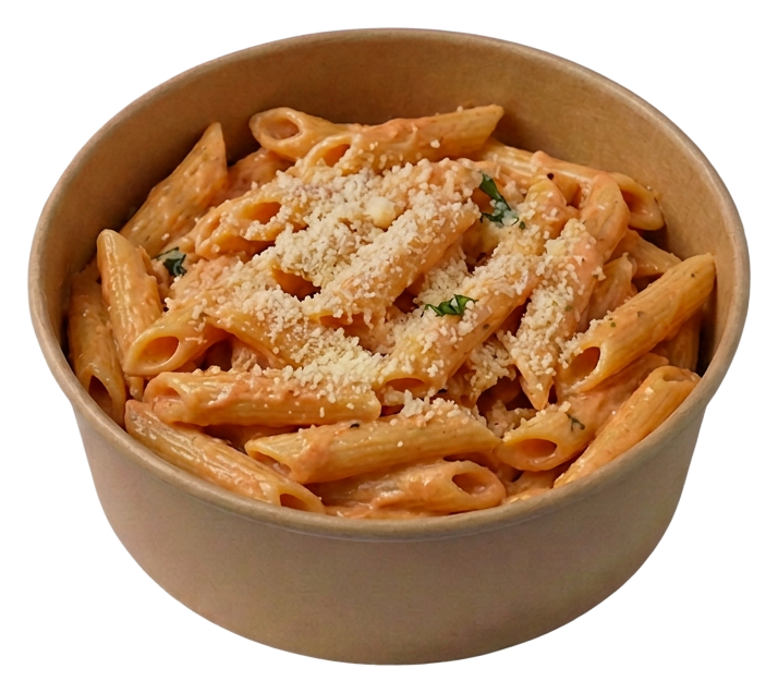 Pink Pasta with parmesan and oregano